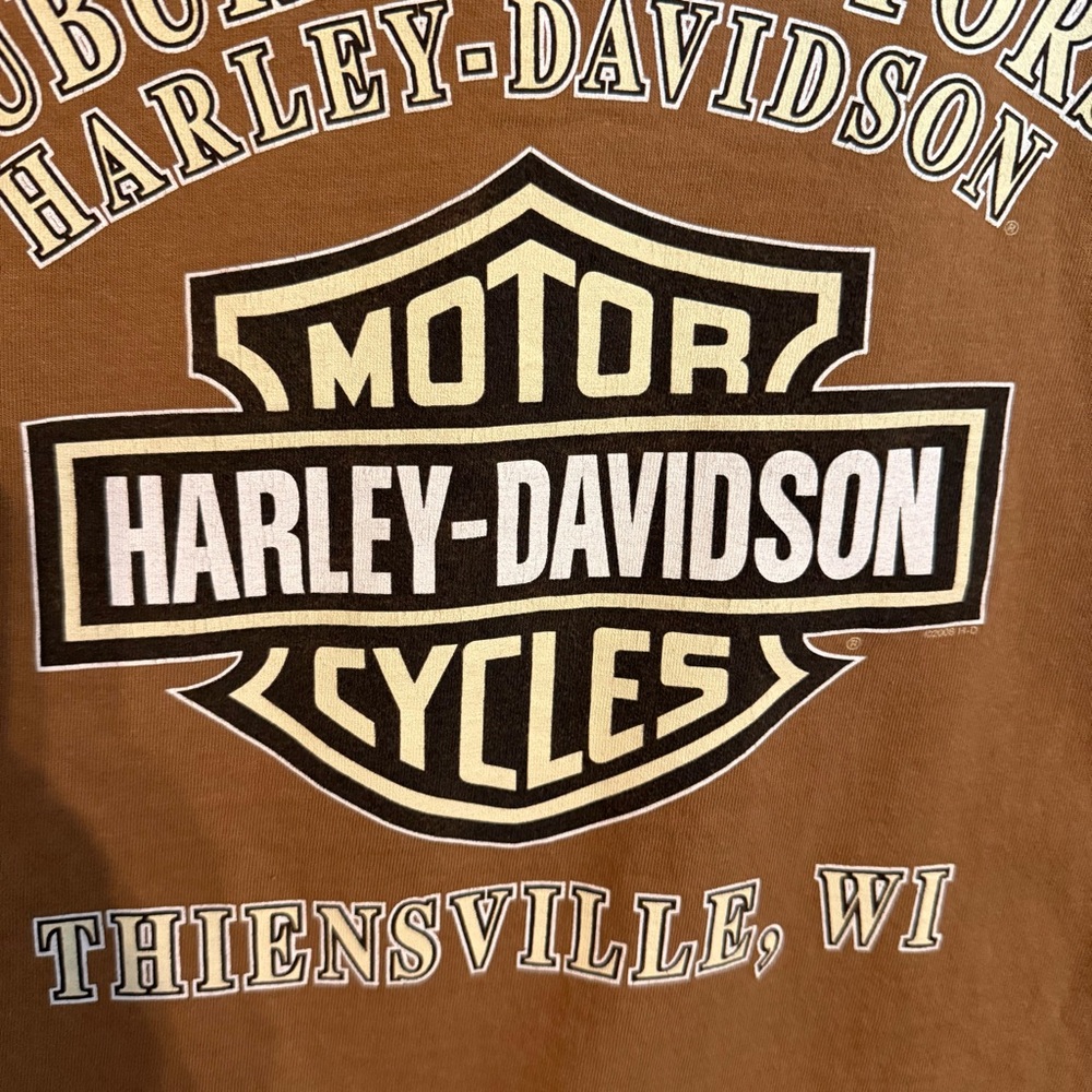 Harley-Davidson Tan Long Sleeve Women’s Graphic Tee Size S Wisconsin - Picture 6 of 10